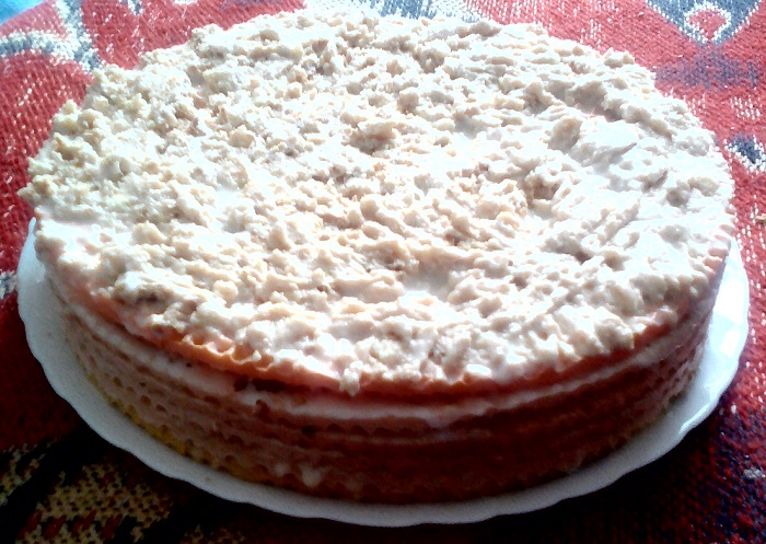 Wafer cake Bonaparte with condensed milk