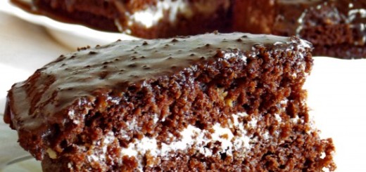 Chocolate cake on kefir without eggs with sour cream