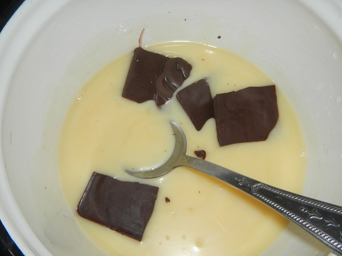 Cream with condensed milk for cake Cherry in chocolate