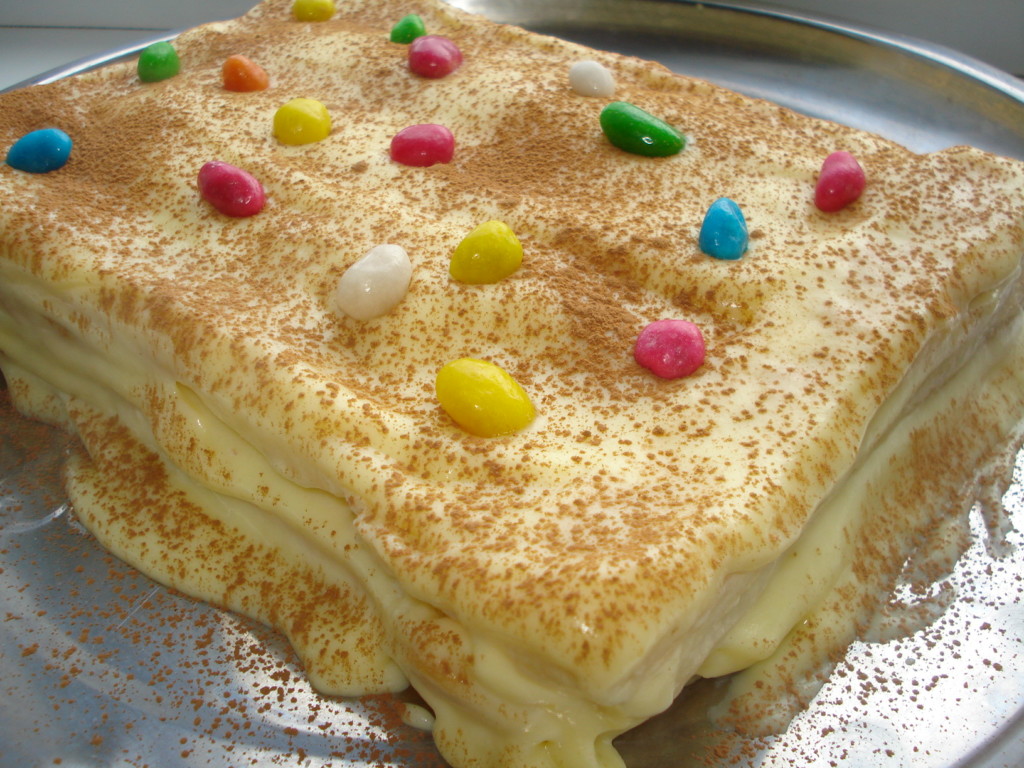 Cake Napoleon from ready-made puff pastry
