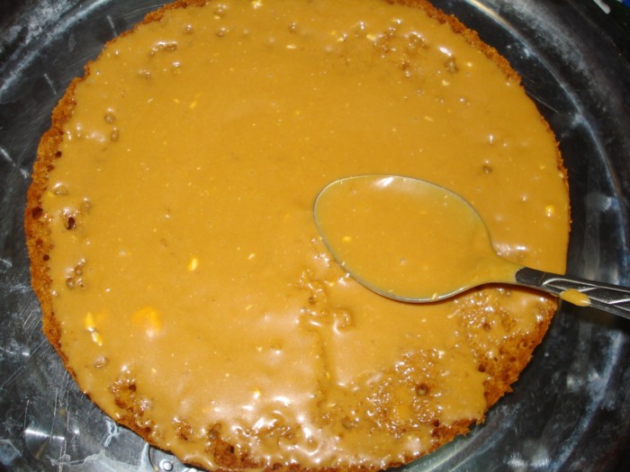 Lush honey cake with condensed milk
