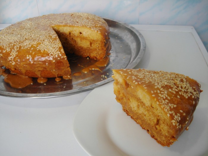 Lush honey cake with condensed milk