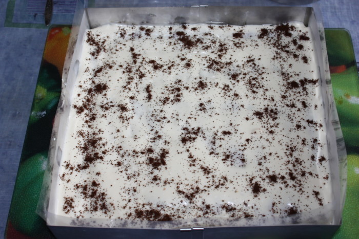 Tiramisu cake with mascarpone and savoiardi