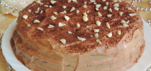 Chocolate biscuit cake with creamy chocolate peanut cream