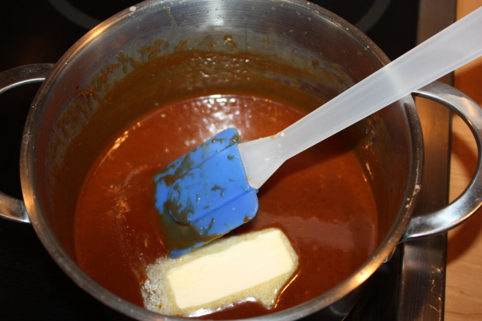 Adding butter to caramel