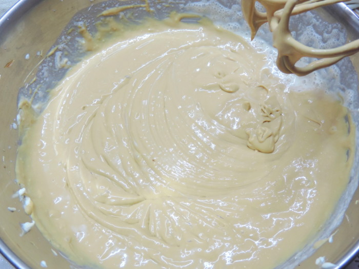 Caramel cream from boiled condensed milk and cream for cake