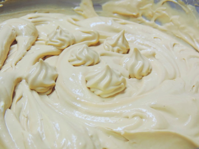 Caramel cream from boiled condensed milk and cream for cake