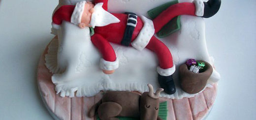 New Year&#39;s cake with Santa Claus