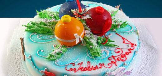 Christmas cake with balls and Christmas ball cake