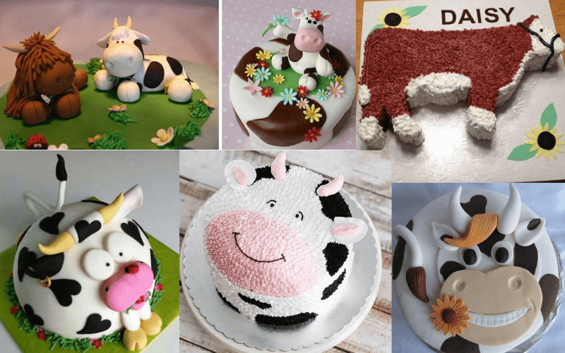 New Year&#39;s cake in the form of a bull or a cow - a beautiful cake for the year of the Ox